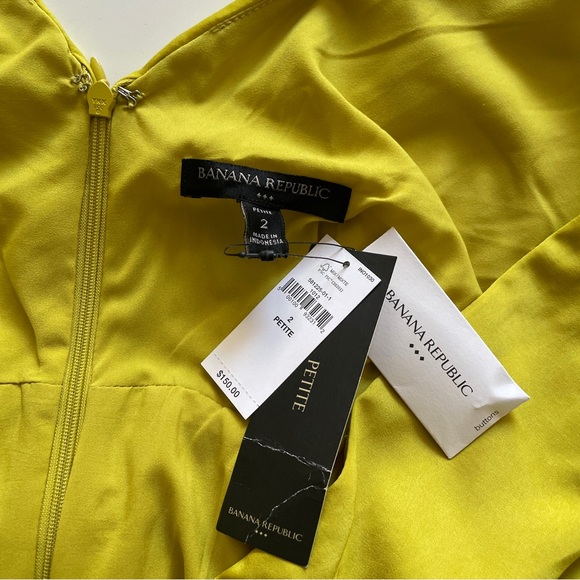 NEW Banana Republic Blouson-Sleeve Citron Green Celestial Maxi Dress 2 Petite - Picture 7 of 9